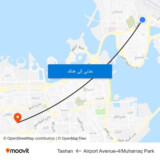 Airport Avenue-4/Muharraq Park to Tashan map