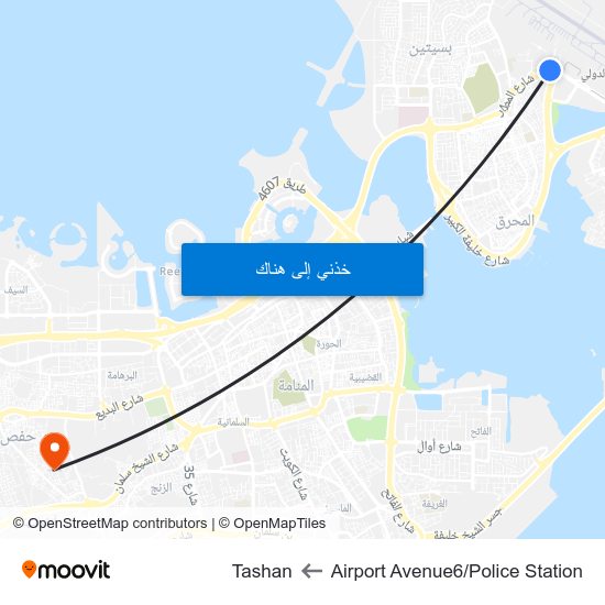 Airport Avenue6/Police Station to Tashan map