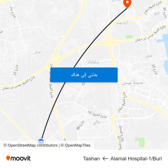 Alamal Hospital-1/Buri to Tashan map