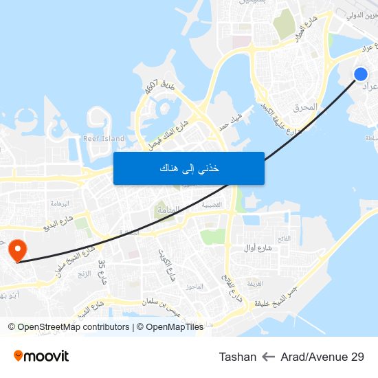 Arad/Avenue 29 to Tashan map