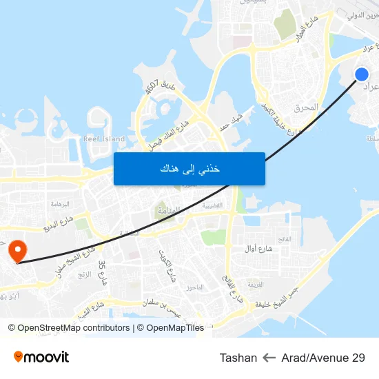 Arad/Avenue 29 to Tashan map