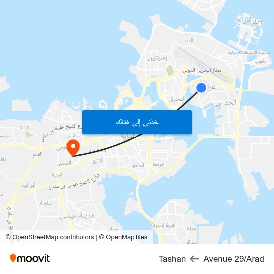 Avenue 29/Arad to Tashan map
