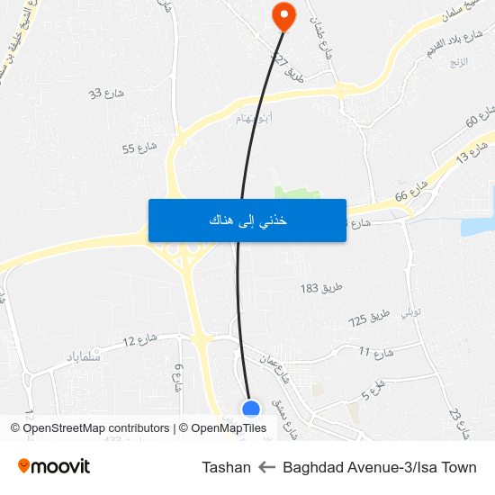 Baghdad Avenue-3/Isa Town to Tashan map