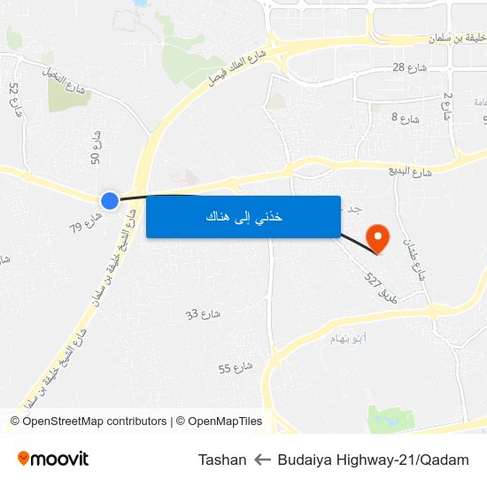 Budaiya Highway-21/Qadam to Tashan map