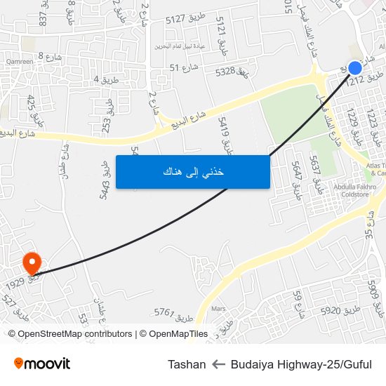 Budaiya Highway-25/Guful to Tashan map