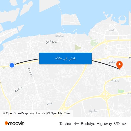 Budaiya Highway-8/Diraz to Tashan map