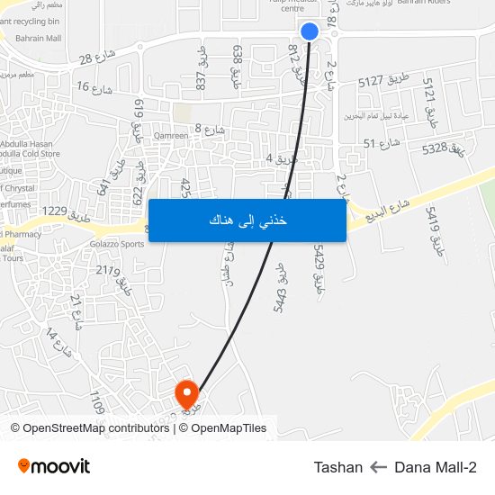 Dana Mall-2 to Tashan map