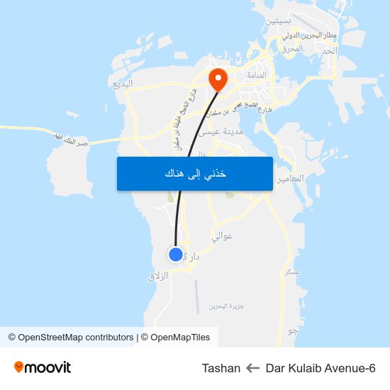 Dar Kulaib Avenue-6 to Tashan map