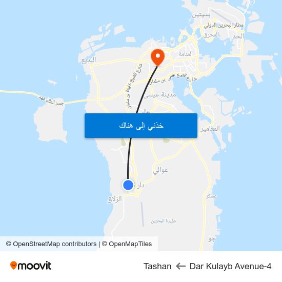 Dar Kulayb Avenue-4 to Tashan map