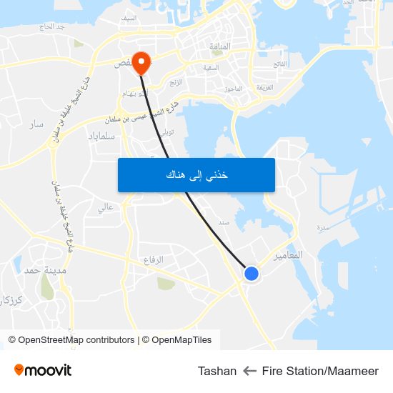 Fire Station/Maameer to Tashan map