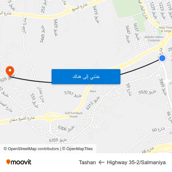 Highway 35-2/Salmaniya to Tashan map