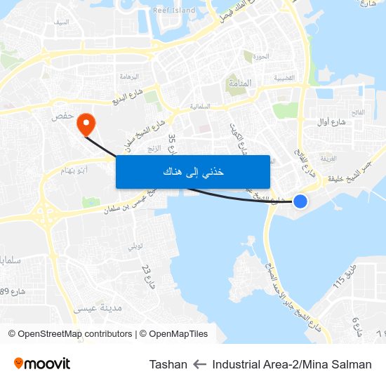 Industrial Area-2/Mina Salman to Tashan map