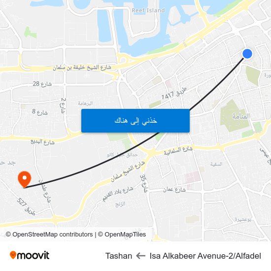 Isa Alkabeer Avenue-2/Alfadel to Tashan map