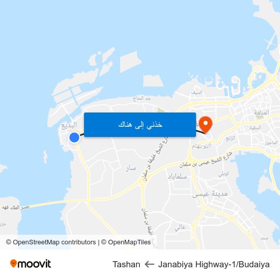 Janabiya Highway-1/Budaiya to Tashan map