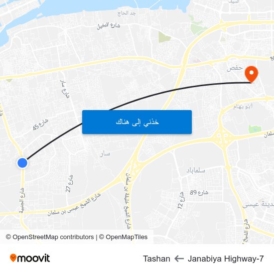 Janabiya Highway-7 to Tashan map