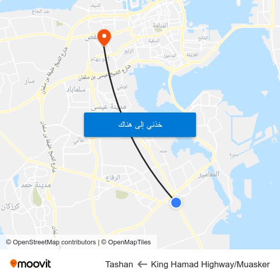 King Hamad Highway/Muasker to Tashan map