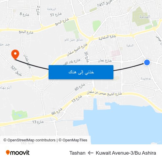 Kuwait Avenue-3/Bu Ashira to Tashan map