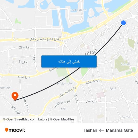 Manama Gate to Tashan map