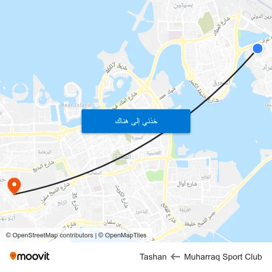 Muharraq Sport Club to Tashan map