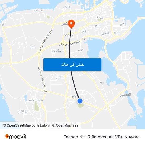 Riffa Avenue-2/Bu Kuwara to Tashan map