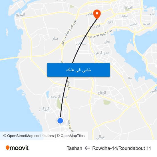 Rowdha-14/Roundabout 11 to Tashan map