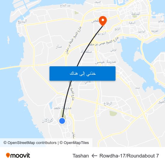 Rowdha-17/Roundabout 7 to Tashan map