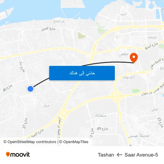 Saar Avenue-5 to Tashan map