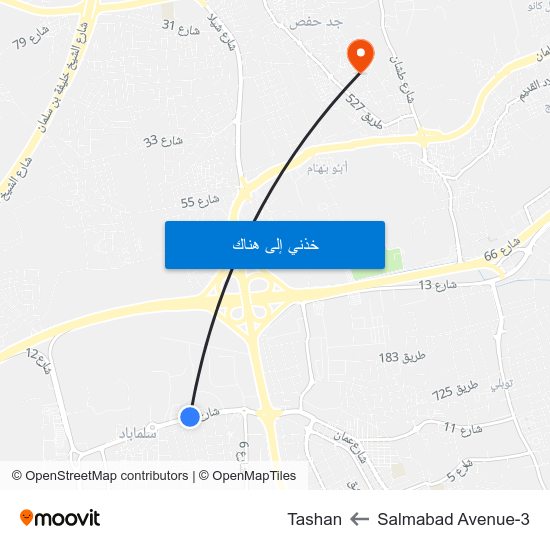 Salmabad Avenue-3 to Tashan map