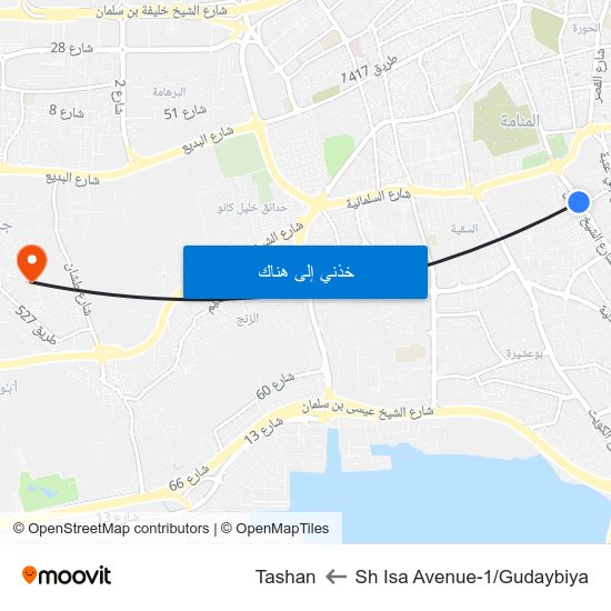 Sh Isa Avenue-1/Gudaybiya to Tashan map