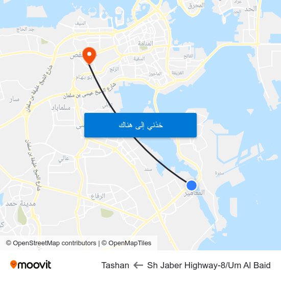 Sh Jaber Highway-8/Um Al Baid to Tashan map