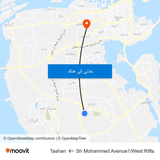 Sh Mohammed Avenue1/West Riffa to Tashan map