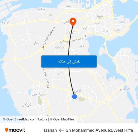 Sh Mohammed Avenue3/West Riffa to Tashan map