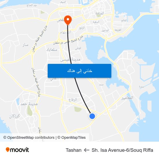 Sh. Isa Avenue-6/Souq Riffa to Tashan map