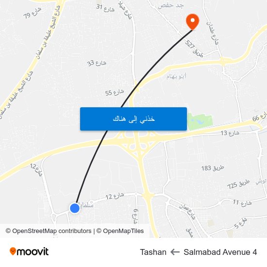 Salmabad Avenue 4 to Tashan map