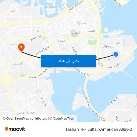 Juffair/American Alley-2 to Tashan map