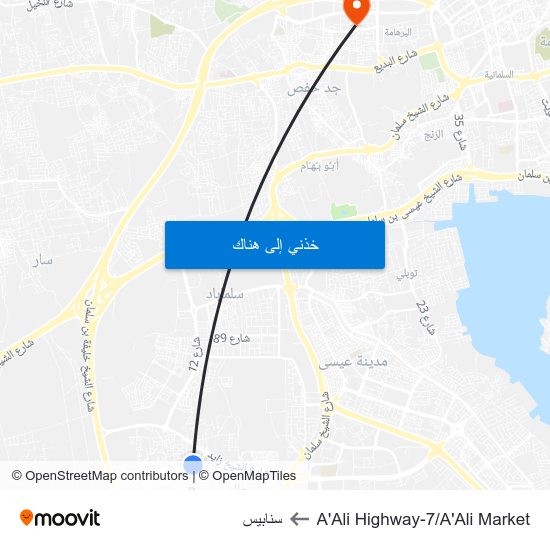 A'Ali Highway-7/A'Ali Market to سنابيس map