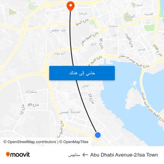 Abu Dhabi Avenue-2/Isa Town to سنابيس map
