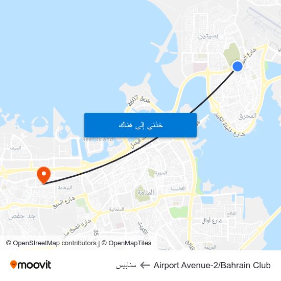 Airport Avenue-2/Bahrain Club to سنابيس map