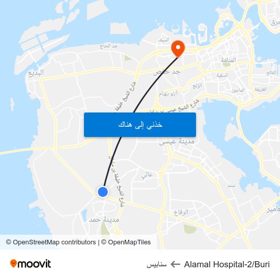 Alamal Hospital-2/Buri to سنابيس map