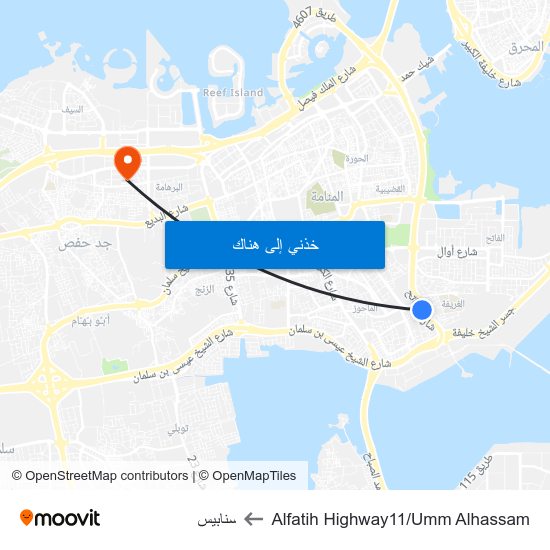 Alfatih Highway11/Umm Alhassam to سنابيس map