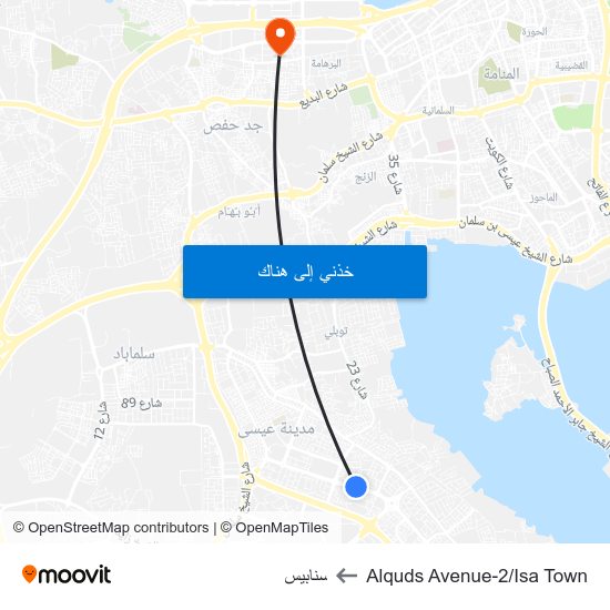 Alquds Avenue-2/Isa Town to سنابيس map