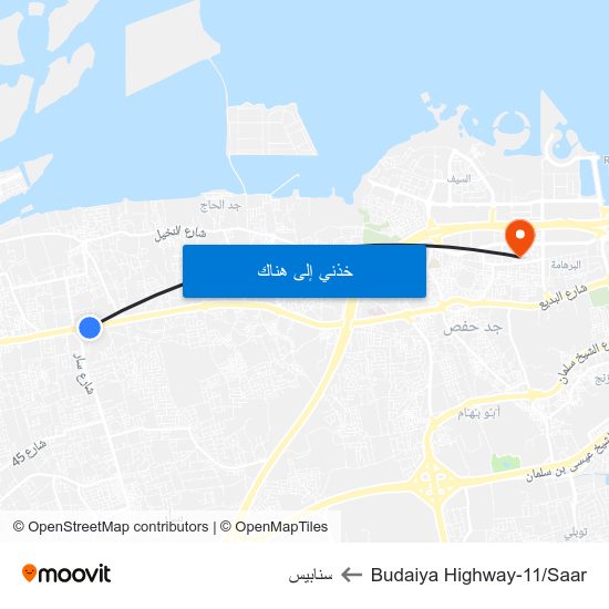 Budaiya Highway-11/Saar to سنابيس map