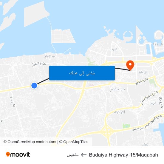 Budaiya Highway-15/Maqabah to سنابيس map