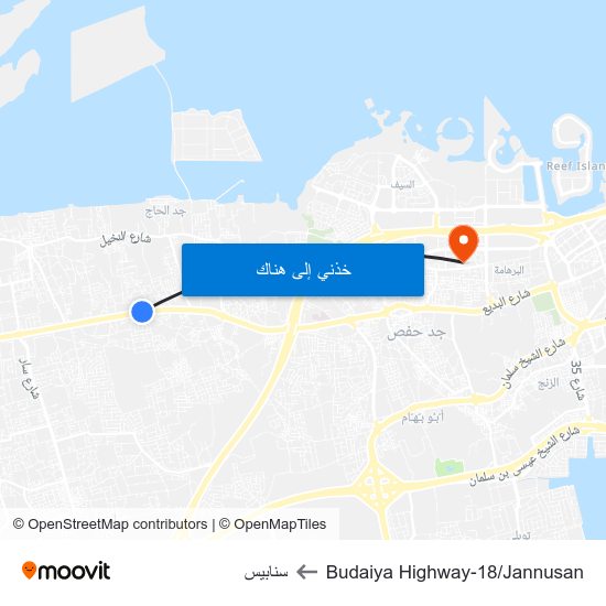 Budaiya Highway-18/Jannusan to سنابيس map