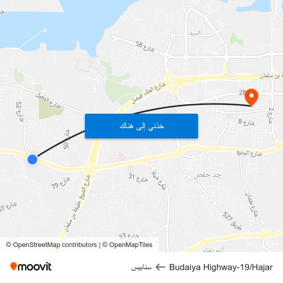 Budaiya Highway-19/Hajar to سنابيس map