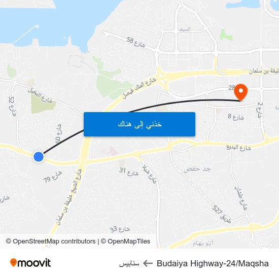 Budaiya Highway-24/Maqsha to سنابيس map