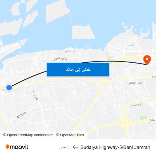 Budaiya Highway-5/Bani Jamrah to سنابيس map
