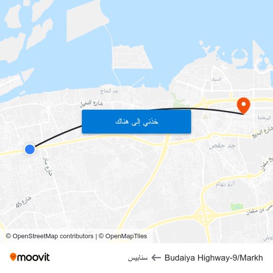 Budaiya Highway-9/Markh to سنابيس map