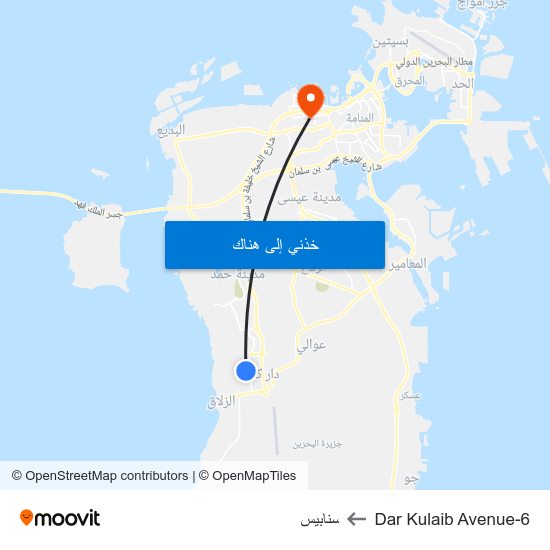 Dar Kulaib Avenue-6 to سنابيس map