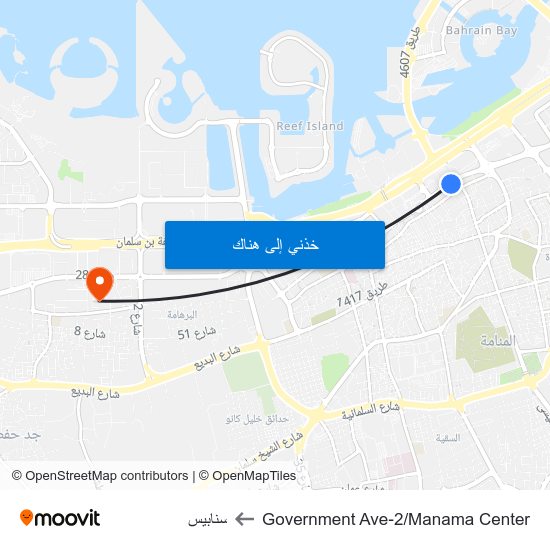 Government Ave-2/Manama Center to سنابيس map